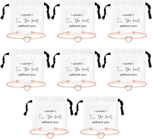 joonnair Brautjungfer Geschenk 8 Brautjungfer Armbänder, JGA Armband, Baumwollbeutel mit Kordelzug I Couldn't Tie the Knot Without You Brautjungfer Armband Brautparty-Geschenke,Team Bride(Roségold) von joonnair