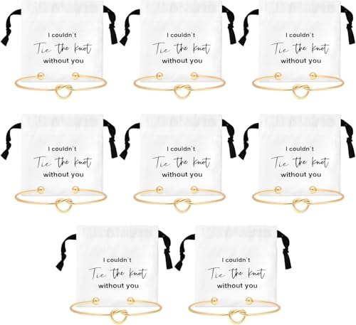 joonnair Trauzeugin Geschenk 8 Brautjungfer Armbänder, JGA Armband, Baumwollbeutel mit Kordelzug I Couldn't Tie the Knot Without You Brautjungfer Armband Brautparty-Geschenke, Team Bride(Gold) von joonnair