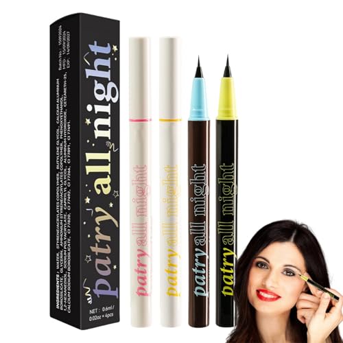 jopiuieo Flüssiger Eyeliner wasserfest,Eyeliner Flüssigliner - Set mit 4 hochpigmentierten Eyeliner-Flüssigkeitsstiften mit präziser Spitze - Wischfester Eyeliner, langlebiges, wasserfestes von jopiuieo