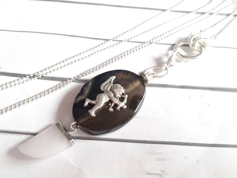 Halskette Mit Jade Anhänger Amor Valentinstag von josefine1961