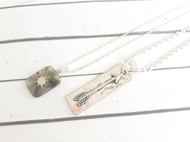 Halskette Versilbert Ballchain 2 Teilig Boho Style von josefine1961