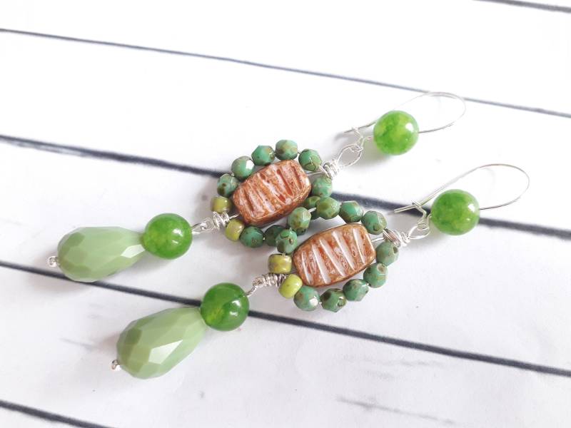 Ohrhänger Versilbert Jadeperlen & Glasperlen von josefine1961