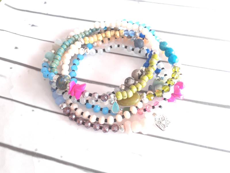 Perlenarmband Bunt Boho Hippie Style von josefine1961