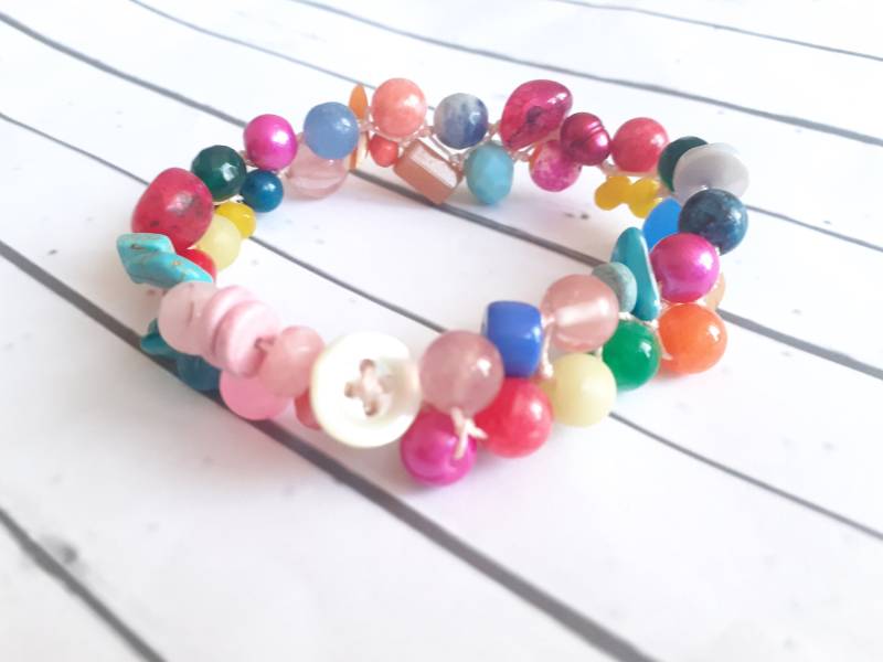 Perlenarmband Bunt Boho Hippie Style von josefine1961