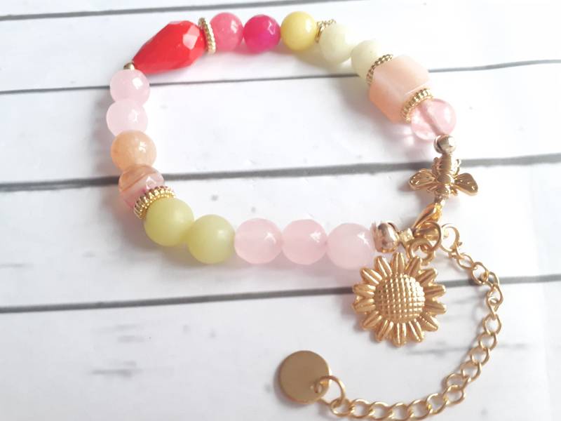 Perlenarmband Gliederarmband Verstellbar Blume von josefine1961