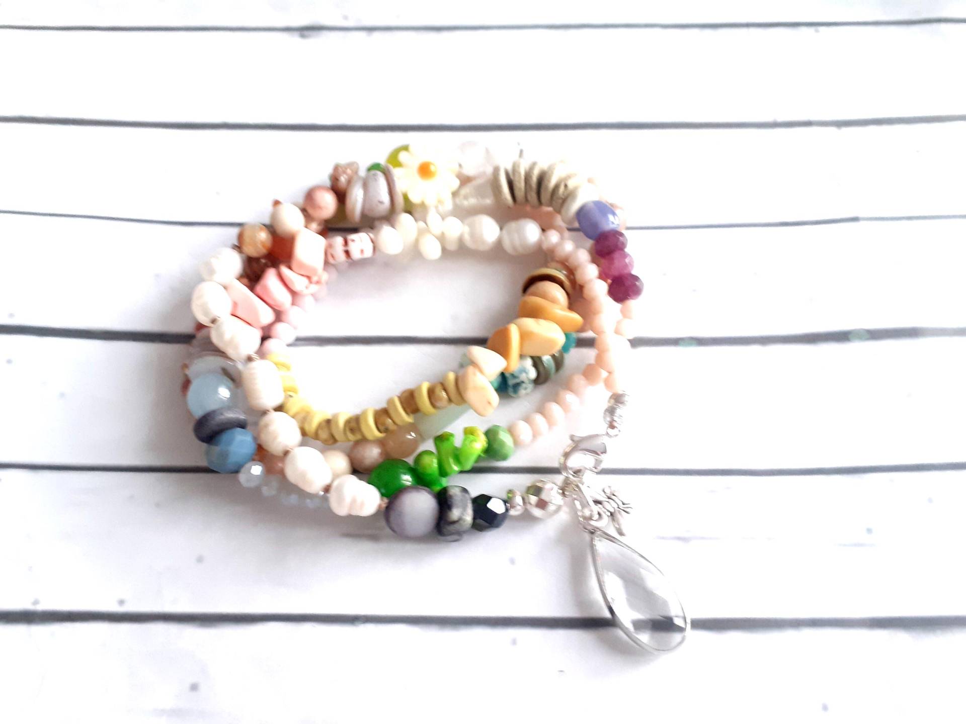 Perlenkette Perlenarmbamd Wickelarmband Bettelkette Collier von josefine1961