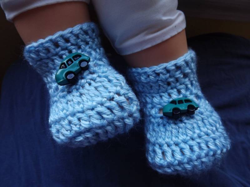 Baby Boy Booties Handarbeit Häkeln von josiejackson1010