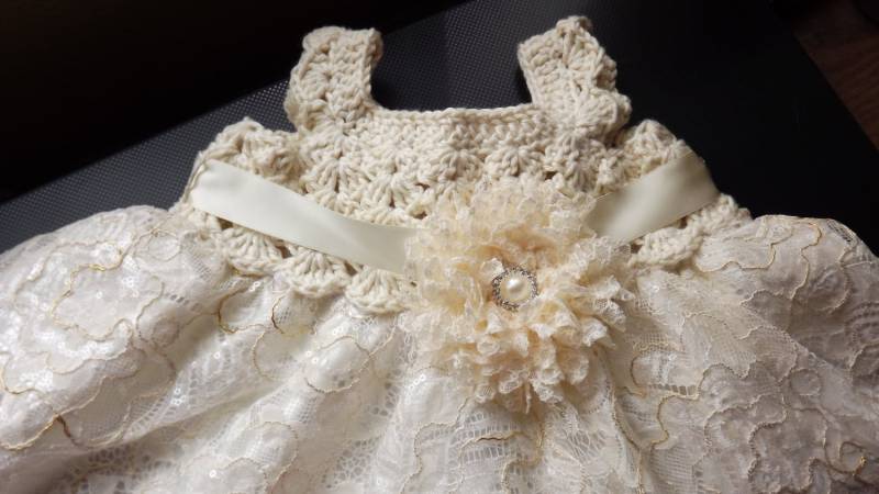 Taufe Kleid, Stirnband. Häkeln Und Spitze. Handgefertigte von josiejackson1010
