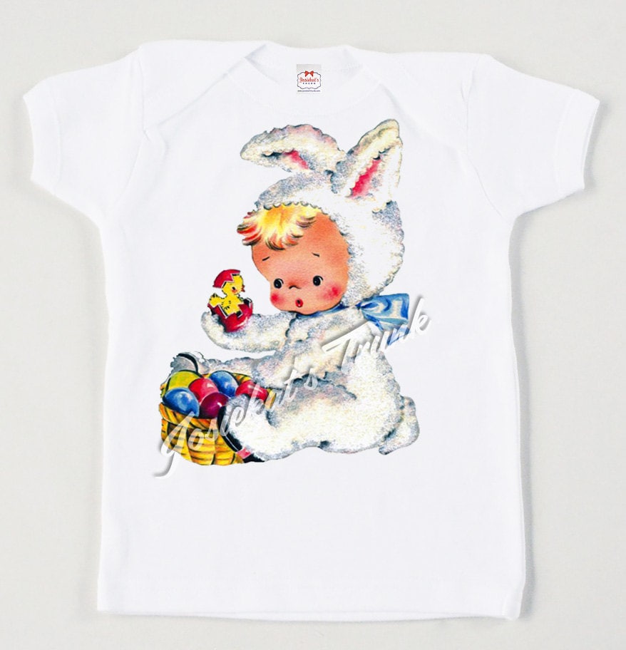 Kinder-Ostershirt - Häschen-T-Shirt "Hasenanzug" Geschwistershirt Ostern Ostergeschenk Baby 1. Retro Vintage Personalisiert von josiekatstrunk