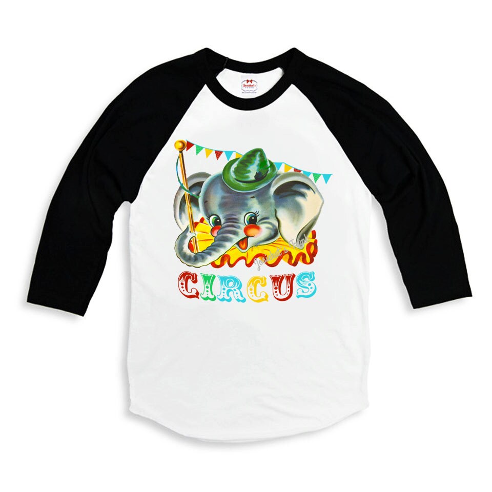 Kinder Zirkus Shirt Retro Elefant Baseball T-Shirt von josiekatstrunk