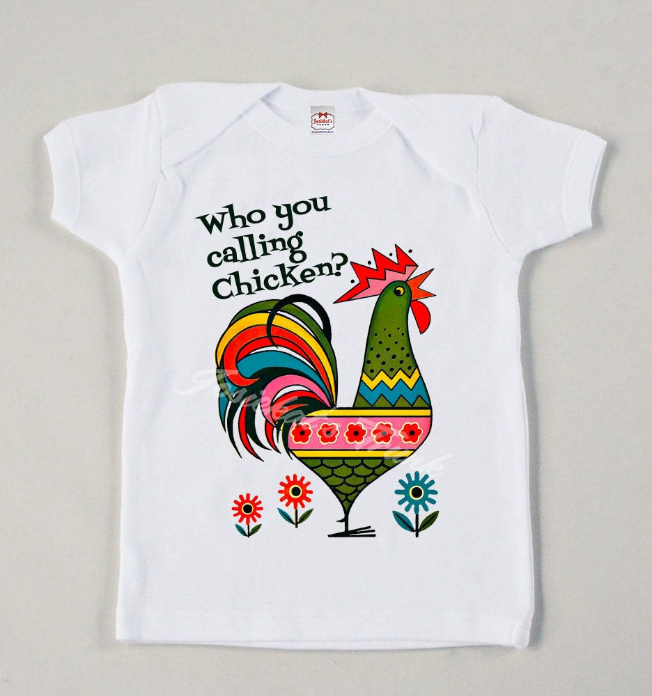 Retro Hahn T-Shirt - Vintage Baby Shirt Lustiges Kinder T-Shirt Who You Calling Huhn Funny Custom Size von josiekatstrunk