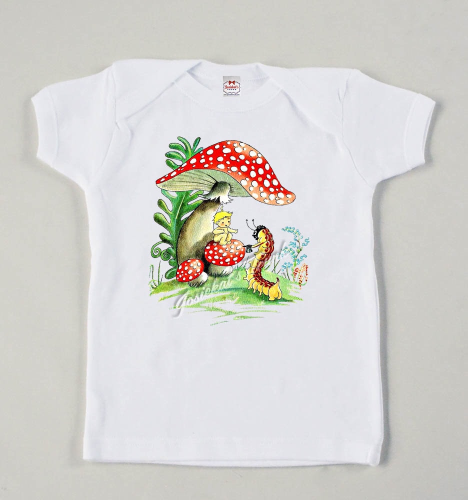 Retro Pilz-Fee-T-stück Benutzerdefinierte Größe Vintage Roter Punkt-T-Shirt Behälter von josiekatstrunk