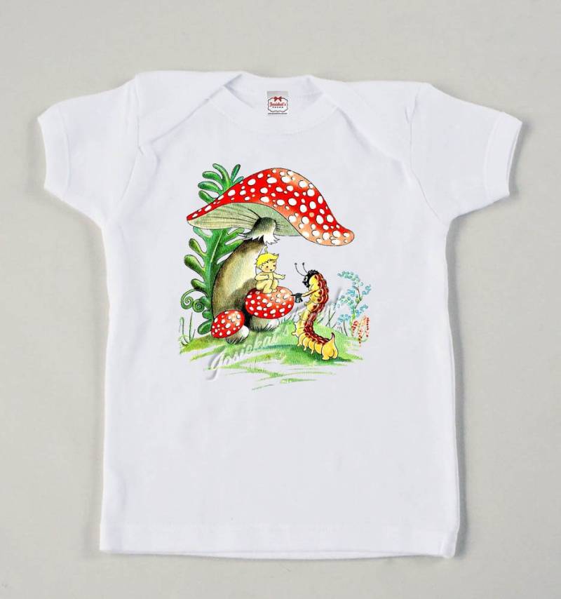 Retro Pilz-Fee-T-stück Benutzerdefinierte Größe Vintage Roter Punkt-T-Shirt Behälter von josiekatstrunk