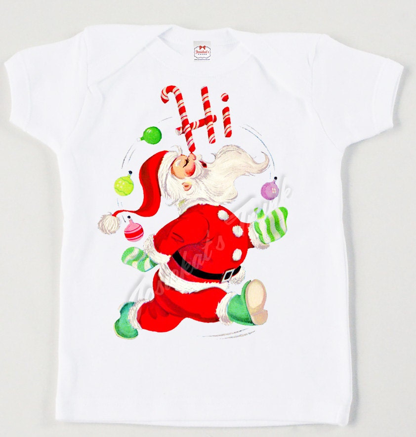 Retro Weihnachten T-Shirt Hi Santa Benutzerdefinierte Größe Vintage Tshirt Nb Bis Xl Jugend von josiekatstrunk