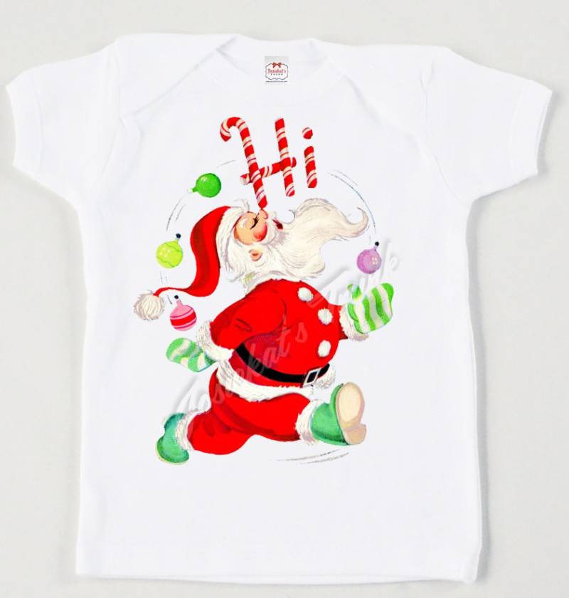 Retro Weihnachten T-Shirt Hi Santa Benutzerdefinierte Größe Vintage Tshirt Nb Bis Xl Jugend von josiekatstrunk