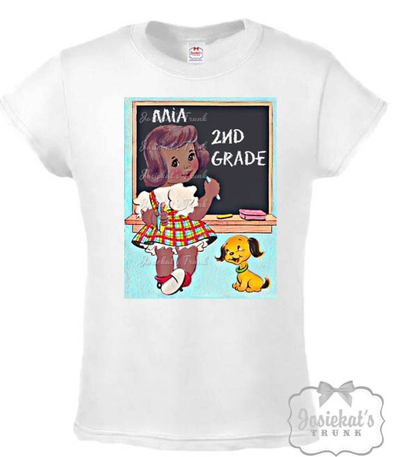 Vintage Back To School Shirt - Personalisiertes T-Shirt Für Mädchen von josiekatstrunk