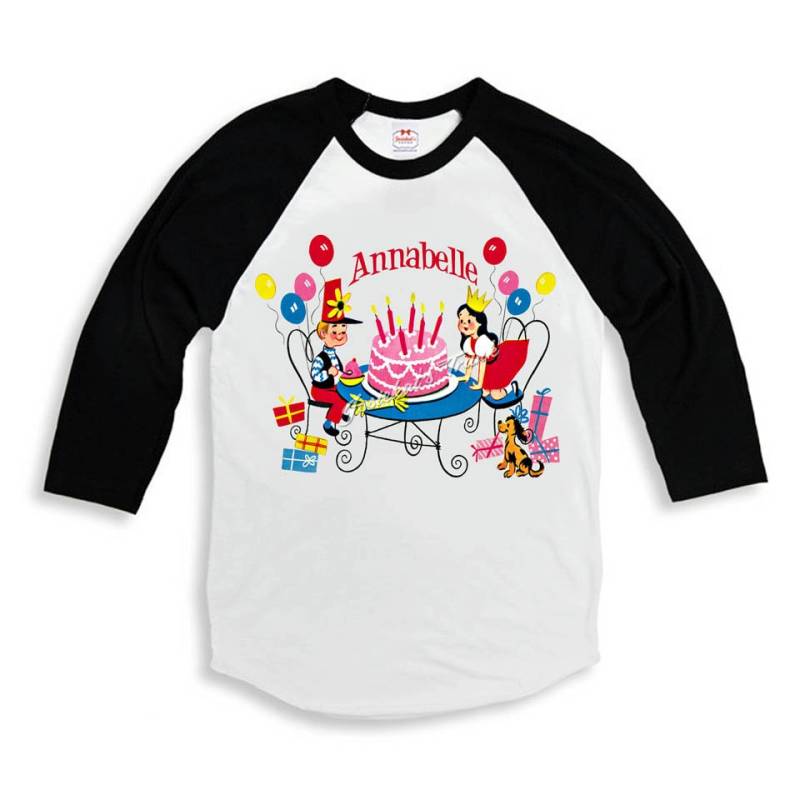 Vintage Personalisierte Geburtstag Party T-Shirt Baseball Shirt Custom Size Name Kinder Retro von josiekatstrunk