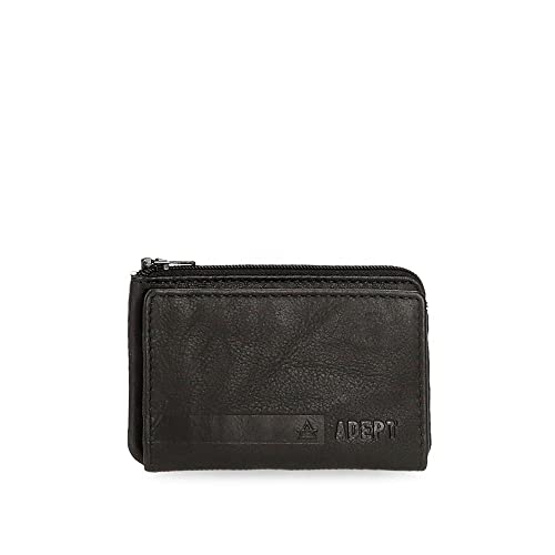 Adept Alan Geldbörse mit Kartenetui, Schwarz 11 x 7 x 1,5 cm Leder, Schwarz , Geldbörse mit Kartenfach von ADEPT
