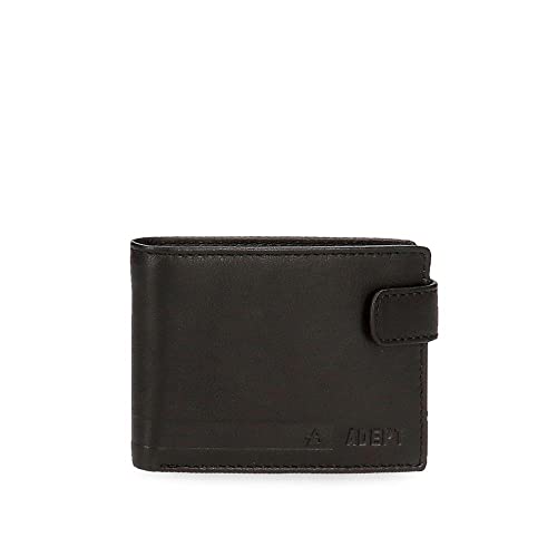 Adept Alan Horizontale Geldbörse mit Klickverschluss Schwarz 11 x 8,5 x 1 cm Leder, Schwarz , Quertasche mit Klickverschluss von ADEPT