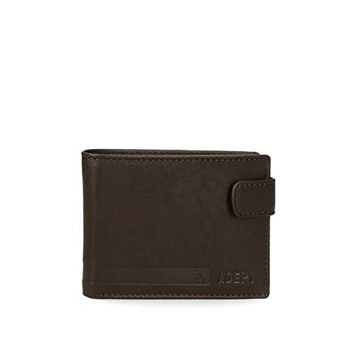 Adept Alan Horizontale Geldbörse mit Klickverschluss braun 11 x 8,5 x 1 cm Leder, braun, Quertasche mit Klickverschluss von ADEPT