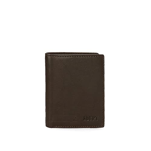 Adept Alan Vertikale Geldbörse mit Geldbörse Braun 8,5 x 10,5 x 1 cm Leder, braun, Vertikale Geldbörse mit Geldbörse von ADEPT