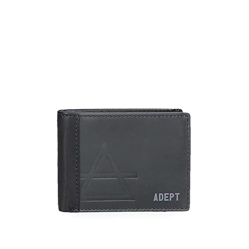 Adept Jim Vertikal Geldbörse mit Geldbörse schwarz 8,5 x 10,5 x 1 cm Leder, Schwarz, Vertikale Geldbörse mit Geldbörse von ADEPT