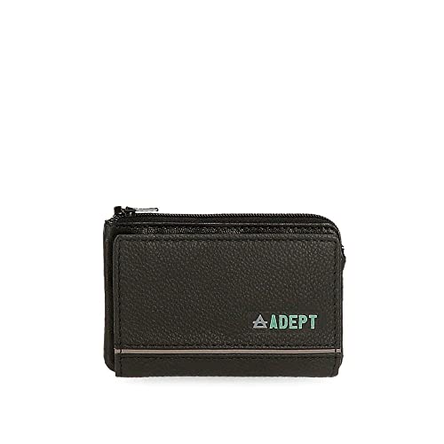 Adept Kurt Geldbörse mit Kartenetui Schwarz 11 x 7 x 1,5 cm Leder, Schwarz, Geldbörse mit Kartenfach von ADEPT