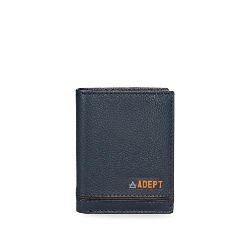 Adept Kurt Vertikale Geldbörse mit Geldbörse Blau 8,5 x 10,5 x 1 cm Leder, blau, Vertikale Geldbörse mit Geldbörse von ADEPT