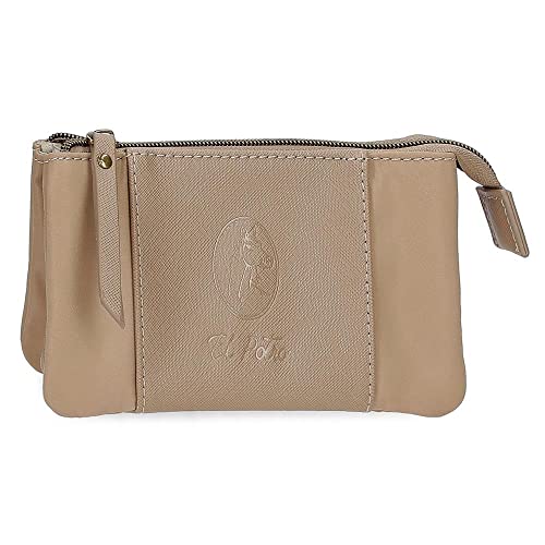 Die Potra Wolle Geldbörse DREI Fächer, Beige, 17,5 x 9,5 x 2 cm, Polyester und PU, beige, Geldbörse mit DREI Fächern von El Potro