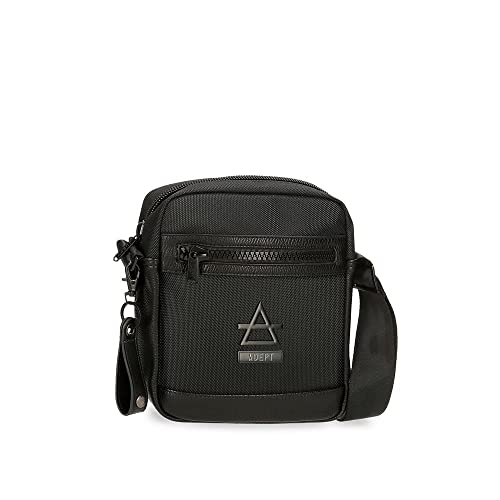 Adept Luke Umhängetasche Medium Schwarz 17x22x6 cm Polyester & PU, Schwarz , Mittlere Umhängetasche von joumma bags,s.l.