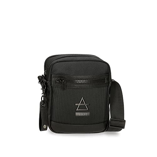 Adept Luke Umhängetasche mit zwei Fächern, Schwarz, 17 x 22 x 7 cm, Polyester und PU, Schwarz , Umhängetasche mit zwei Fächern von joumma bags,s.l.