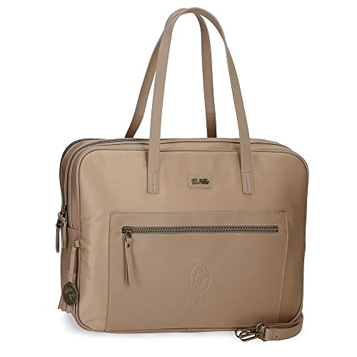 Die Tasche für Laptop, 15,6 Zoll, Beige, 40 x 32 x 8 cm, Polyester und PU, beige, Laptoptasche von El Potro