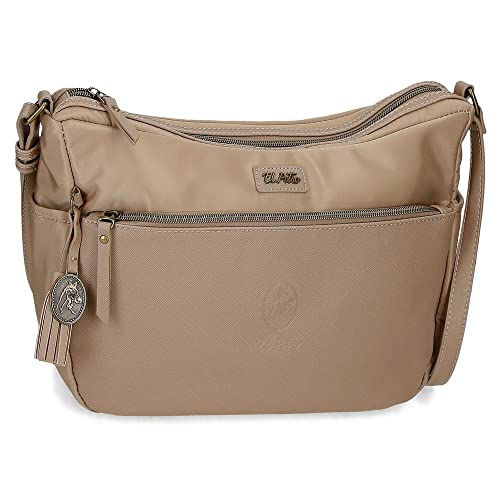 Die Umhängetasche aus Wolle, beige, 32 x 25 x 11 cm, Polyester und PU, beige, Umhängetasche von El Potro