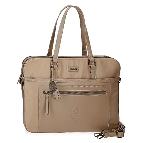 Die Wolle Melkhalter, 15,6 Zoll, Beige, 40 x 30 x 5 cm, Polyester und PU, beige, Laptoptasche von El Potro