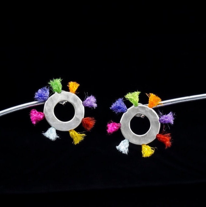 Farbe Silber Ohrstecker, Gehämmert Sterling Silber, Handgefertigt, Sticht, Schmuck Für Ihr Geschenk von jovejoyjewelry