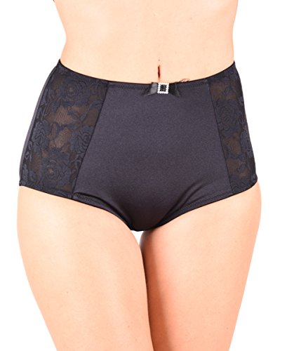 jowiha® Damen Mieder Slip hoch geschnitten mit Spitze Schwarz 40 von jowiha