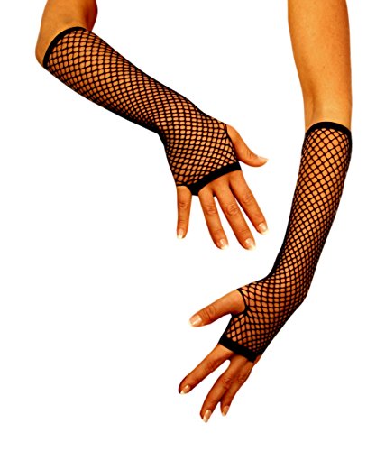 jowiha® Damen Netz Handstulpen Handschuhe lang Damen schwarz one size Halloween Fasching Damen Accessoires von jowiha