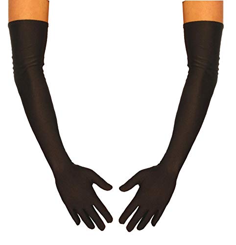jowiha® Lange Satinhandschuhe in Schwarz Rot oder Weiß Einheitsgröße 53cm lang (Schwarz) von jowiha