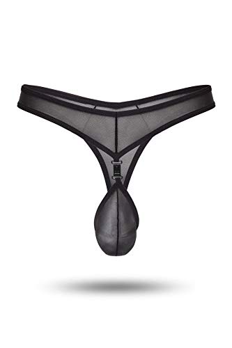 jowiha Herren Tanga String mit Clip Schwarz Weiß oder Rot Einheitsgröße passend für S, M, L, XL (Schwarz) von jowiha