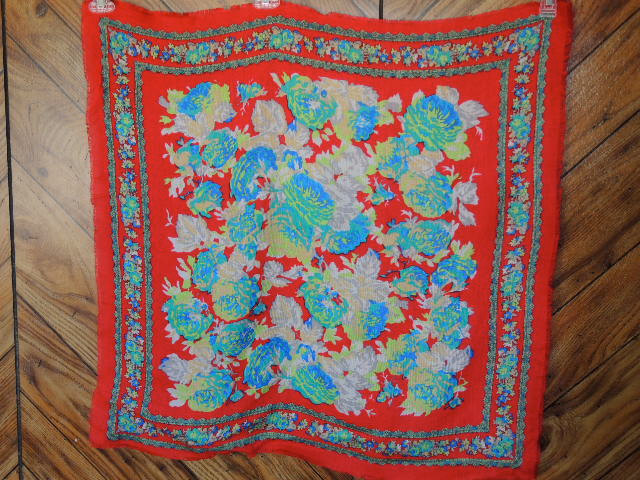 Vintage Glentex Acryl Schal Floral Rot Blau Neon Grün Vintage Glentex Acryl Schal Floral Rot Blau Neon Grün von joy4charity