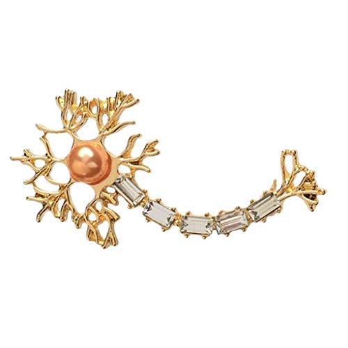 joyMerit Neuron Brosche Pin mit Gehirn Nervenzelle Abzeichen Schmuck Arzt Krankenschwester Schmuck Geschenke Männer Frauen Brosche - Gold von joyMerit