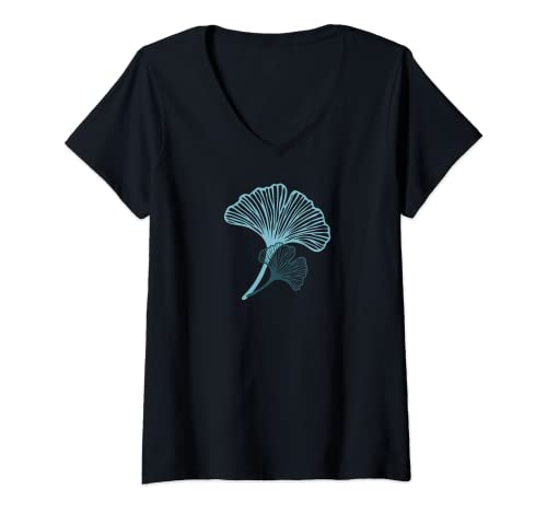 Damen Ginkgo Biloba Blatt T-Shirt mit V-Ausschnitt Damen Ginkgo Biloba Blatt T-Shirt mit V-Ausschnitt von joyful and colorful designs