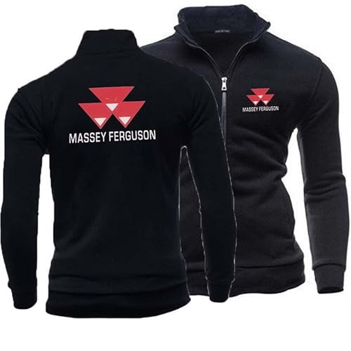 joysperous Herren Massey-Ferguson Full-Zip Sweat Kapuzenjacke Casual Leichter Sweatjacke Classic Langarm Sweatshirt Jacke Mit Reißverschluss,2XL, Black von joysperous