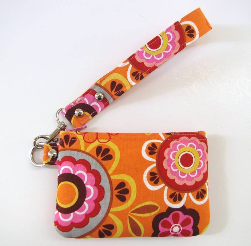 Orange Multi Floral Armband Reißverschluss Tasche von jpleasant