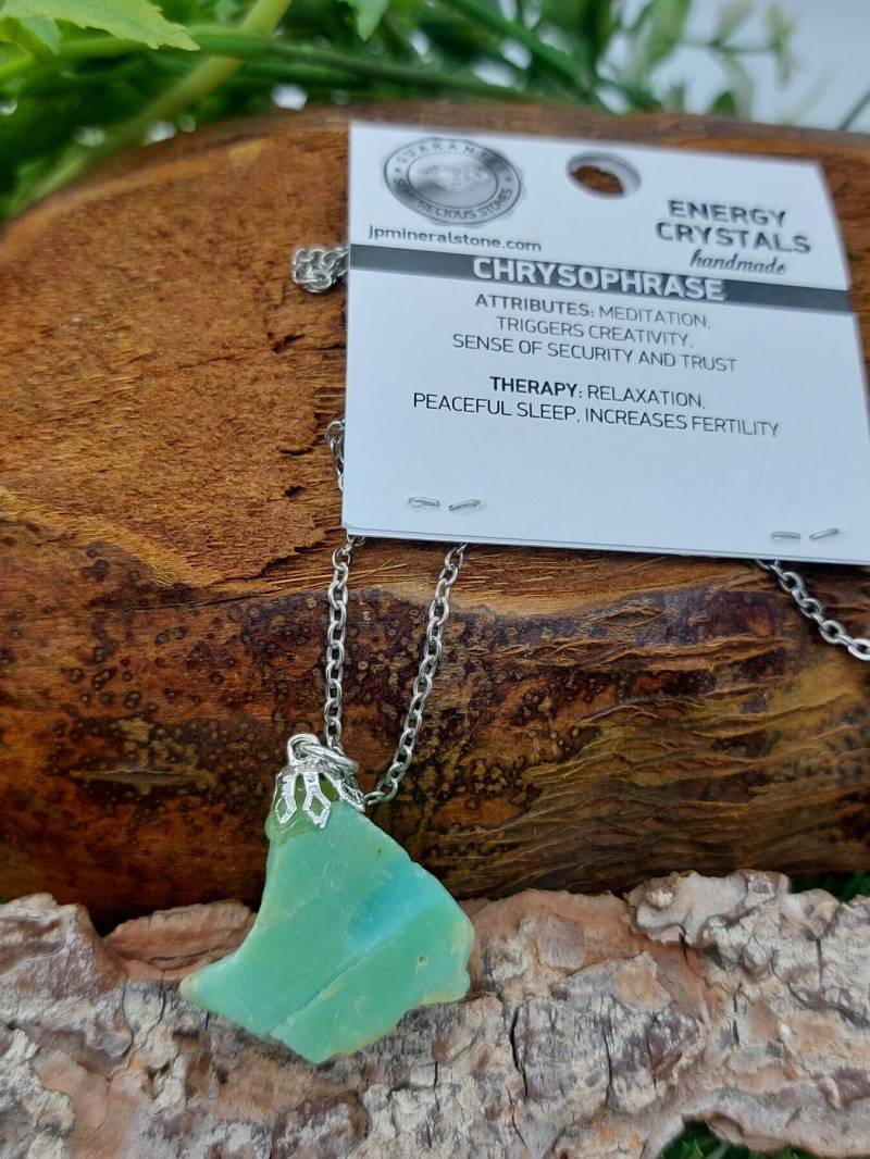 Natürliche Chrysopras Kristall Halskette Natürliche Chrysopras Kristall Halskette von jpmineralstone