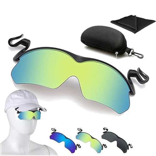 jqyddm Sport-Sonnenbrille mit Clip-Kappe, polarisierte Outdoor-Sonnenbrille, UV-Schutz-Sonnenbrille mit Klappdeckel, aufsteckbare Herren-Sonnenbrille zum Angeln, Radfahren, Wandern, Radfahren (C) von jqyddm