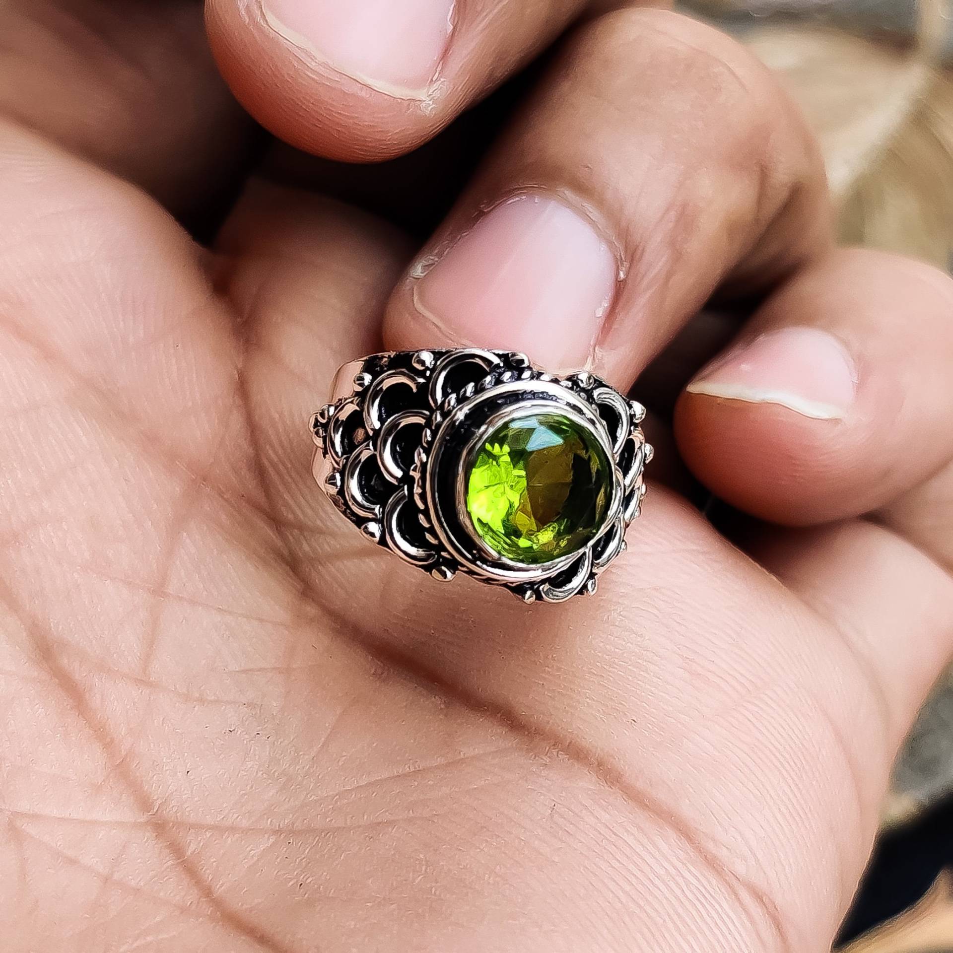 Peridot Designer Ring, Multi Edelstein Handarbeit August Birthstone 925 Sterling Silber Frauen Schmuck von jssilverjewel