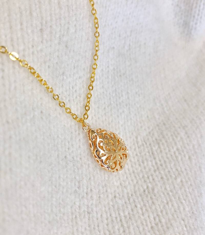 Gold Filigrane Charme Lange Halskette, Brautjungfer Geschenk, Geschenk Für Sie, Schwester Sterling Silber von jstarscanada