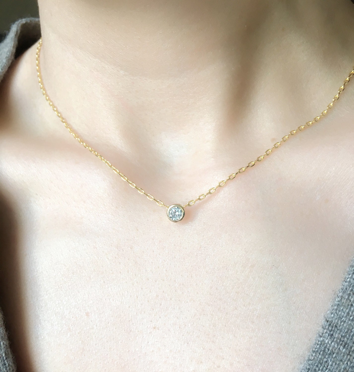 Gold Filled Zirkon Zierliche Halskette, Minimalist, Geschenk Für Sie, Schwester Geschenk, Mutter Halskette Gold Filled Zirkon Zierliche Halskette, Minimalist, Geschenk Für Sie, Schwester Geschenk, Mutter Halskette von jstarscanada