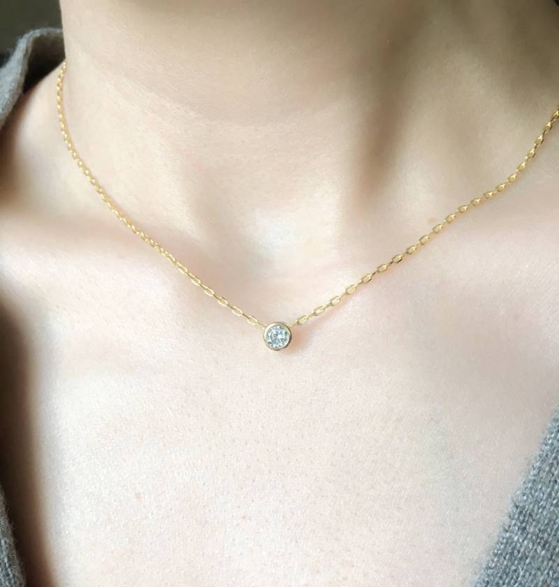 Gold Filled Zirkon Zierliche Halskette, Minimalist, Geschenk Für Sie, Schwester Geschenk, Mutter Halskette von jstarscanada